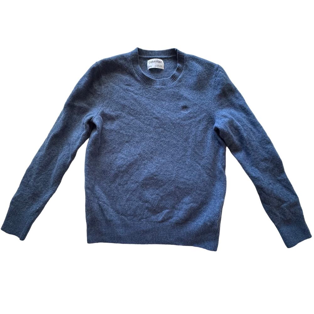 Calvin Klein Blue Wool Ribbed Crew Neckline Sweater Women's XS